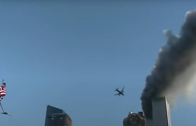 The never before seen clip reveals a horrifying angle of the events of September 11. Credit: YouTube/Kevin Westley