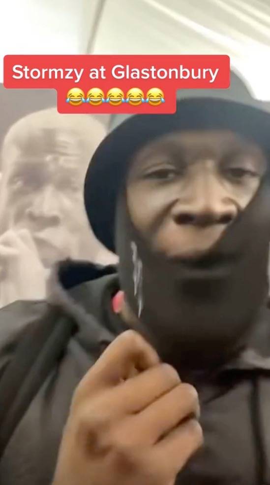 Stormzy secretly went undercover to rave with the crowd at Glastonbury. Credit: TikTok/@uk1drillent