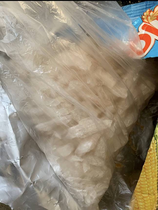 The mystery bag of crystals inside the cereal box. Credit: SWNS
