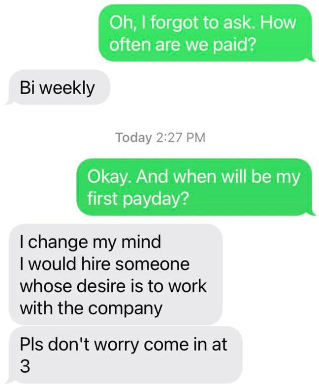 Employee left baffled by conversation with boss. Credit:u/doggolover482/Reddit