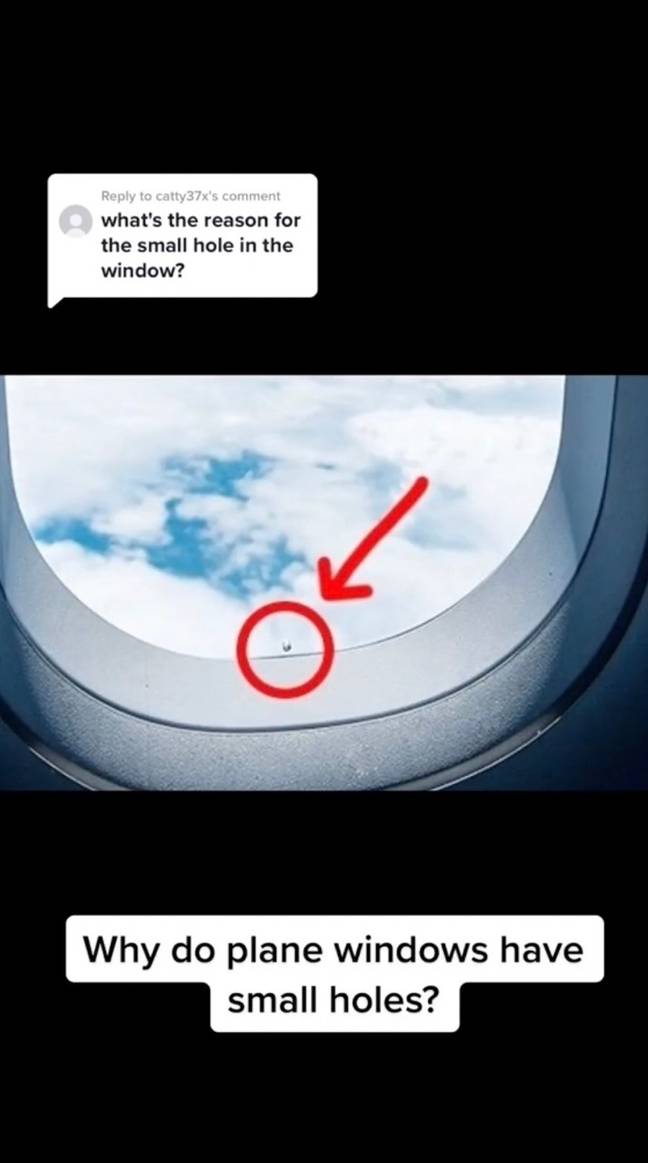 &quot;Aeroplane windows are typically made of three pounds of acrylic,&quot; he says. Credit: TikTok/@pilot_geeza