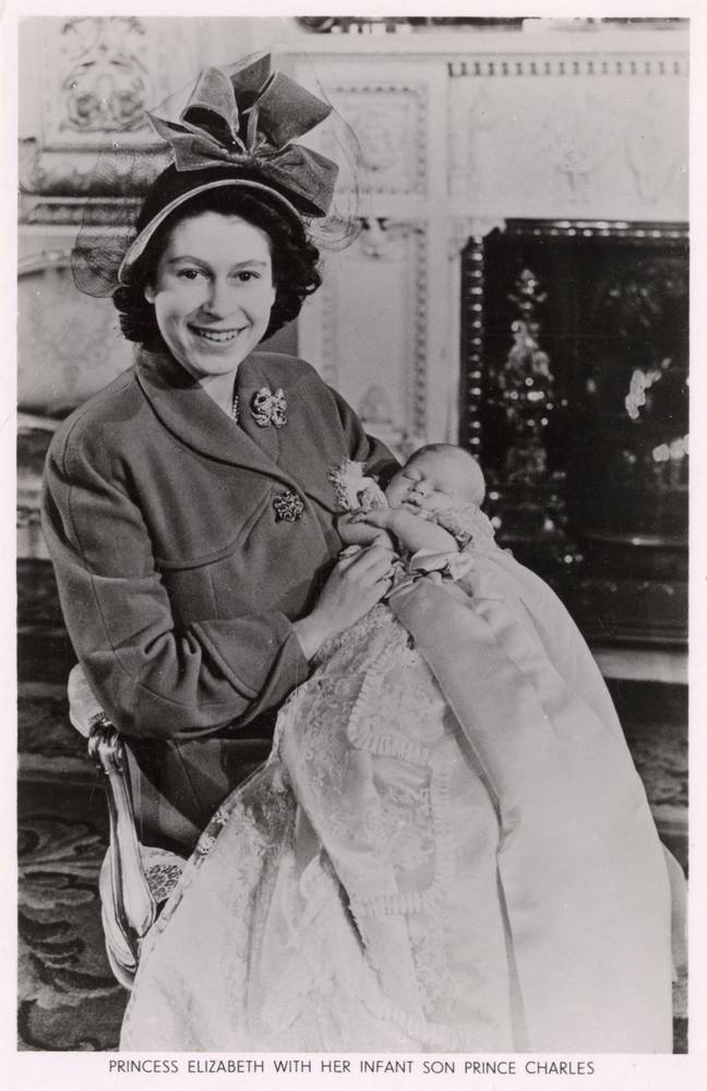 Queen Elizabeth and newborn Charles. Credit: Chronicle/Alamy