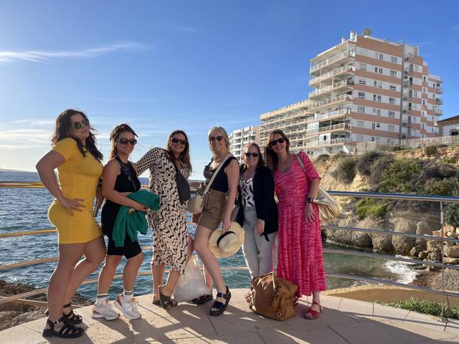 Rebecca and her mates jetted off for a day out in Ibiza. Credit: SWNS 
