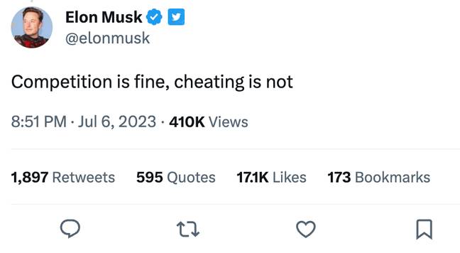 Musk also just tweeted this... Credit: Twitter