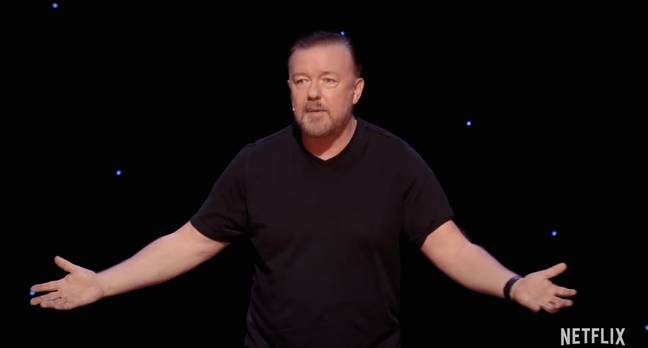 Ricky Gervais is known for his controversial and often offensive comedy style. Credit: Netflix