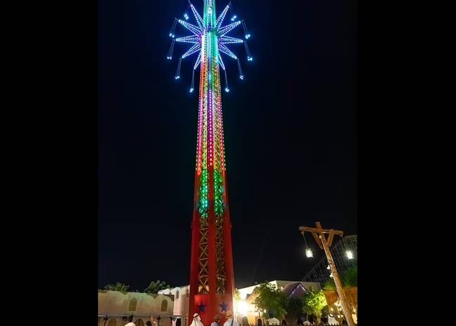 The ride overtook Orlando StarFlyer as the world's tallest free-standing swing ride. Credit: Dubai Parks and Resorts