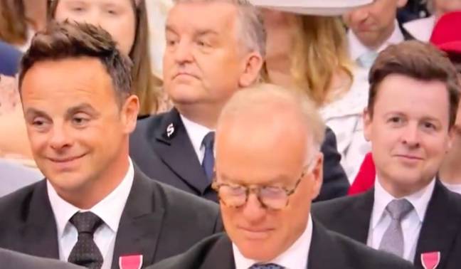 Ant and Dec were spotted having a whale of a time at the coronation. Credit: BBC