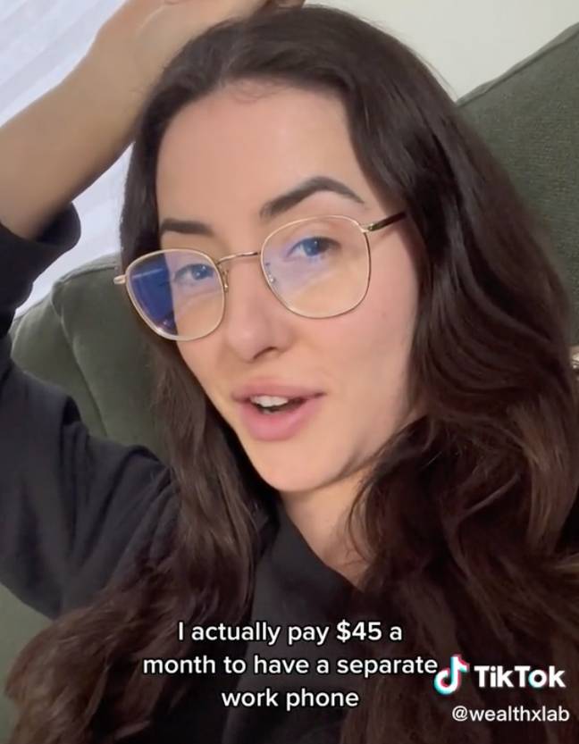 Vanessa pays $45-a-month for her work phone. Credit: @wealthxlab/ TikTok