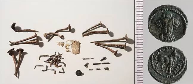 41 bent and twisted nails were found at the archaeological site. Credit: Sagalassos Archaeological Research Project