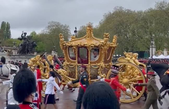 Charles only used the Gold State Coach to travel back to Buckingham Palace. Credit: Twitter/@theroyalparks