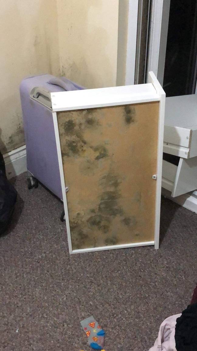 Aisha's furniture also has mould. Credit: SWNS