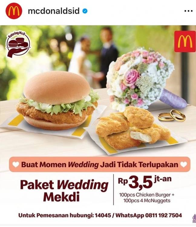 Sign me UP. Credit: Instagram/McDonald's Indonesia