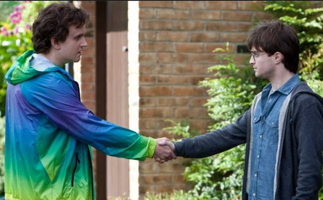 Dudley offers his hand to his cousin. Credit: Warner Bros.