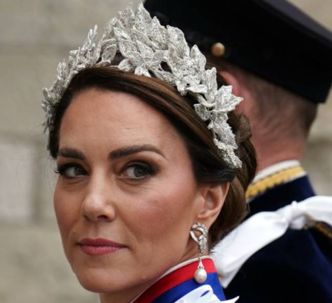 Kate's headband features silver leaves. Credit: Andrew Milligan/PA Wire