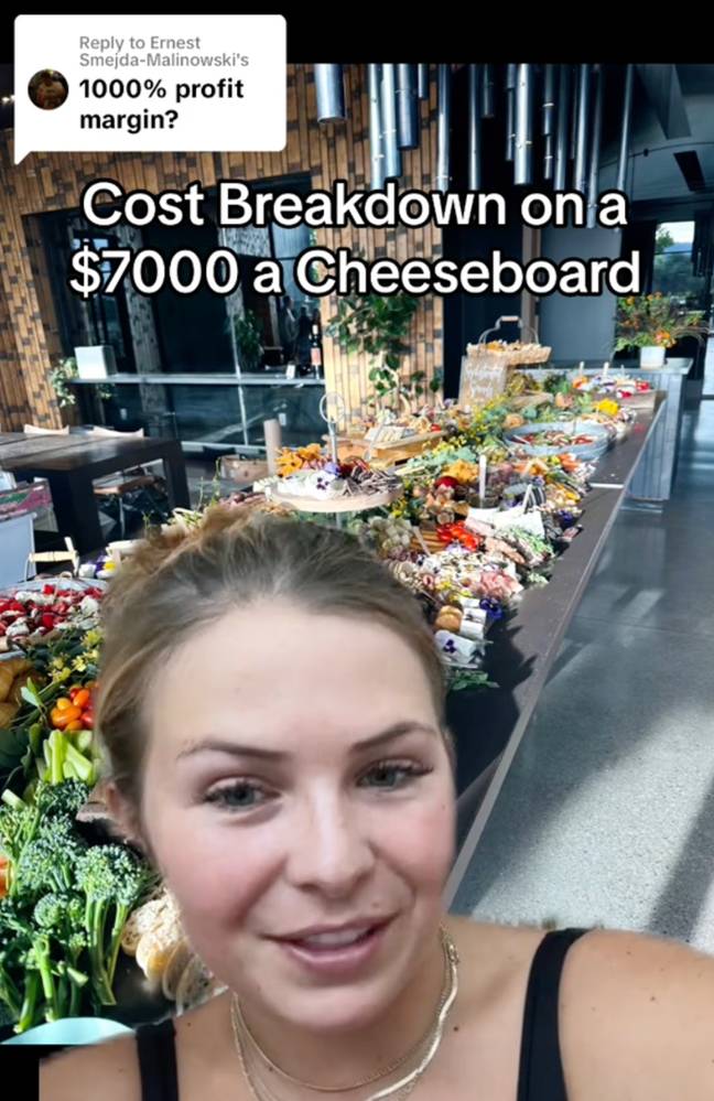 The business owner behind Sophisticated Spreads broke down each and every item in her £5.5k cheese board. Credit: TikTok/@sophisticatedspreads