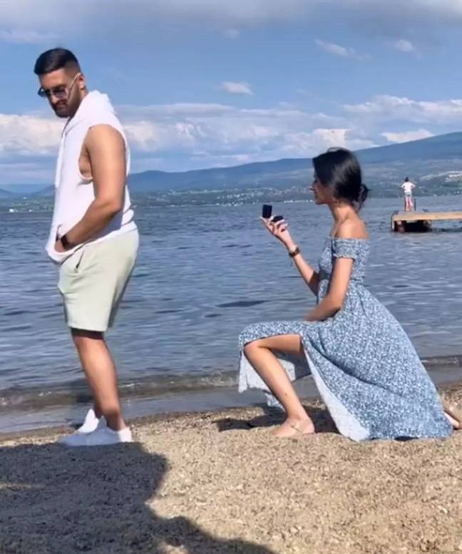 Sukhmin's proposal video went viral. Credit: Caters