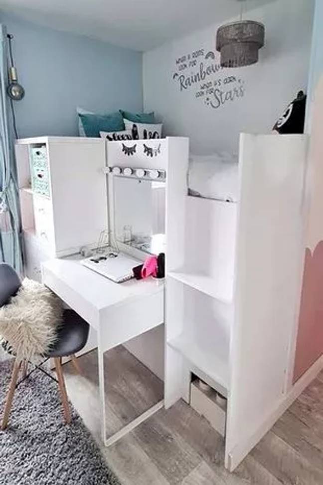 They may not have their own rooms, but at least they now have a private space. Credit: Facebook/DIY On A Budget