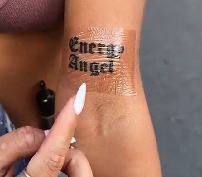 The influencer was upset that the words in her tattoo were the wrong way round. Credit: TikTok/@tiakabirr