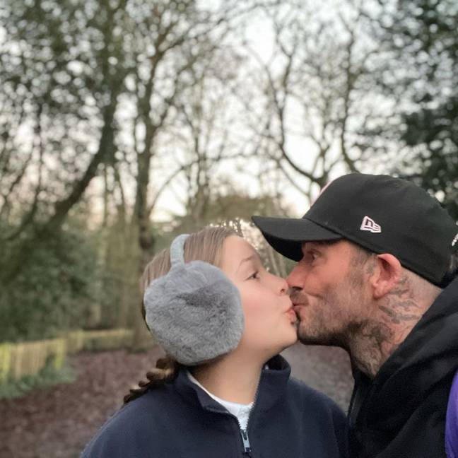 David Beckham and his 11-year-old daughter Harper in 2022. Credit: Instagram/@davidbeckham