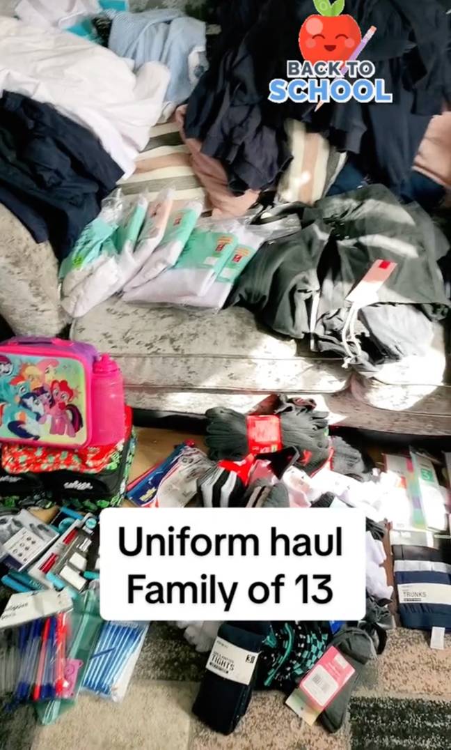 Joanne had to buy stacks of new uniform for her children. Credits: TikTok/@orourkesmaddnesandmayhem