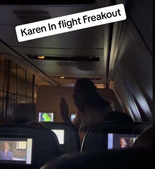 The first video shows the woman having a go at another passenger. Credit: TikTok/ @bperkins33