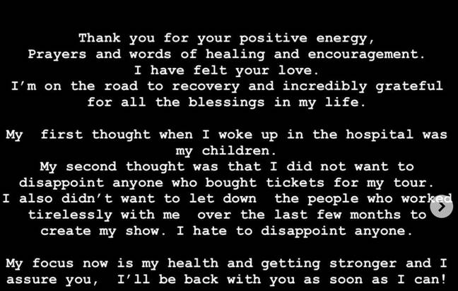 Madonna shared a statement on her health after being released from hospital. Credit: Instagram/@madonna