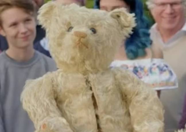 The teddy bear was made by Steiff, who are now known for making teddies for Louis Vuitton. Credit: BBC