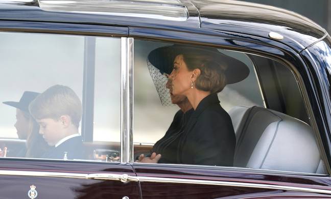 Catherine, Princess of Wales, also appeared to pay tribute to the Queen through her jewellery choice. Credit: PA