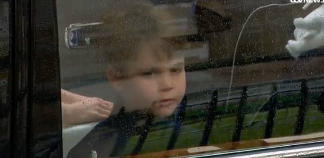 Prince Louis waved from the car. Credit: ITV