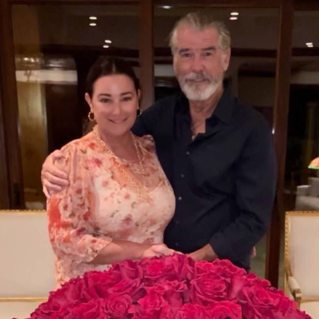 Pierce gifted Keely 60 red roses. Credit: Instagram/@piercebrosnanofficial