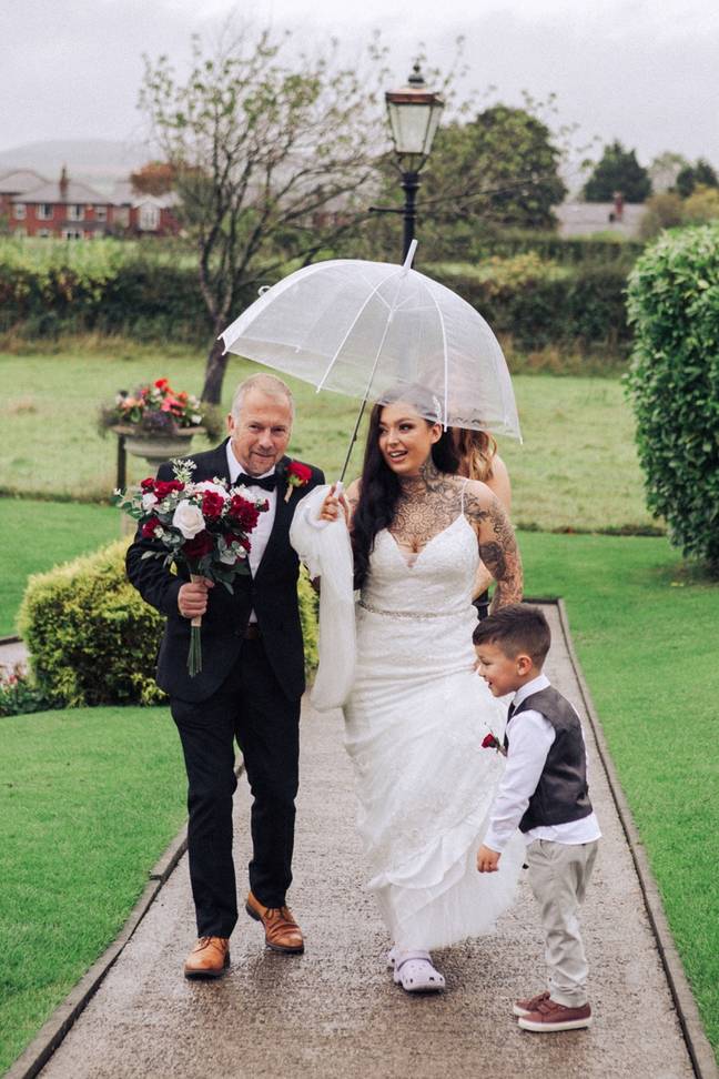 Bride wears her school run Crocs on her wedding day