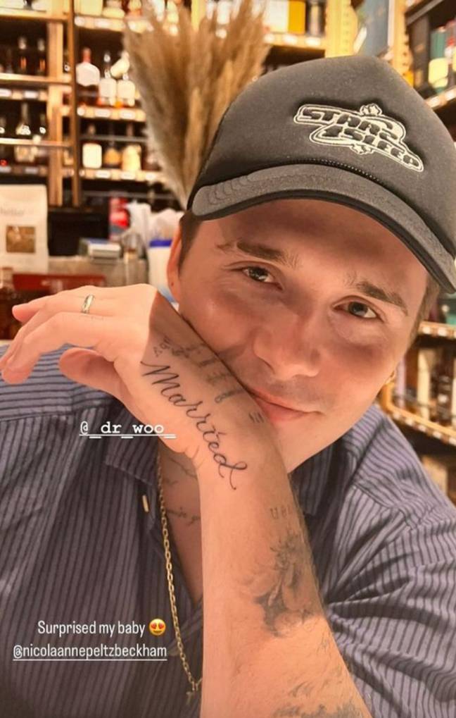 Brookyln recently had 'married' tattooed. Credit: Instagram/@brooklynpeltzbeckham