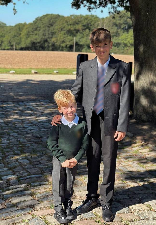 Stacey Solomon shared a photograph of two of her five children, 11-year-old Leighton and four-year-old Rex. Credit: Instagram/ @staceysolomon 