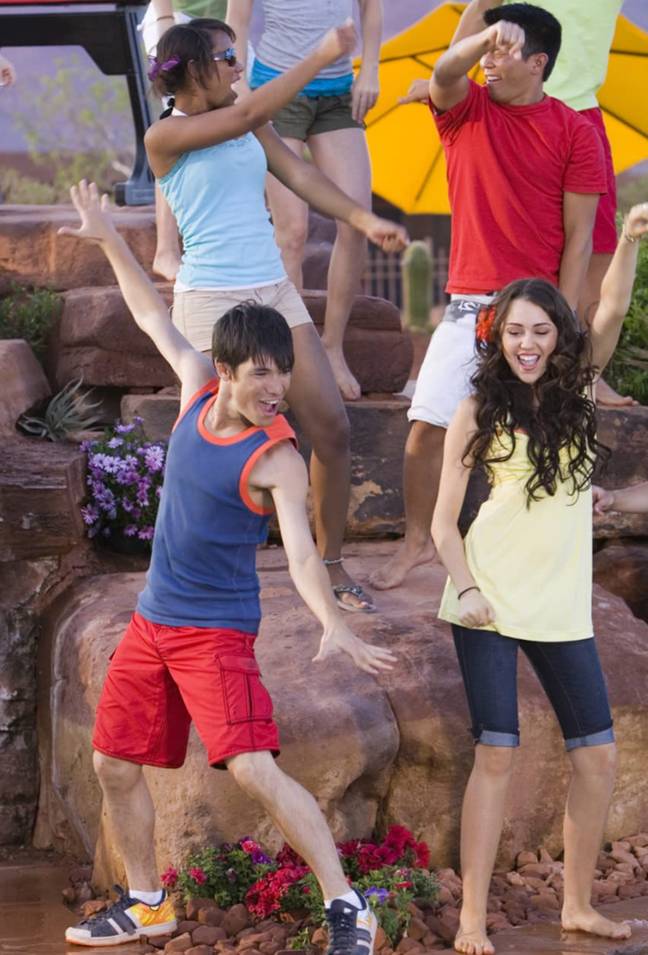 Miley Cyrus appeared in the final number of High School Musical 2. Credit: Disney