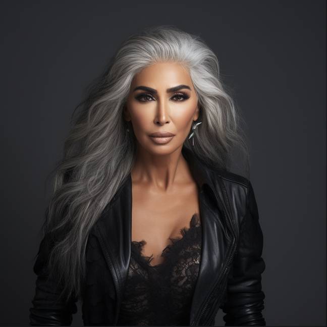 Kim will embrace the grey hair apparently. Credit: Tyla/Midjourney