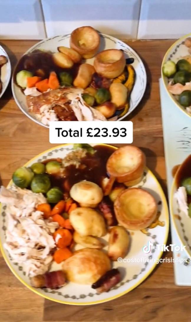 Their Christmas dinner turned out pretty good. Credit: @costoflivingcrisistips / TikTok