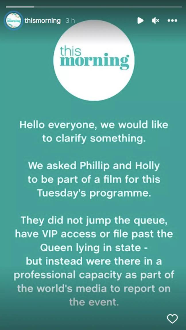 Willoughby and This Morning denied the presenting duo had broken any rules or queue-jumped. Credit: Instagram/ @thismorning