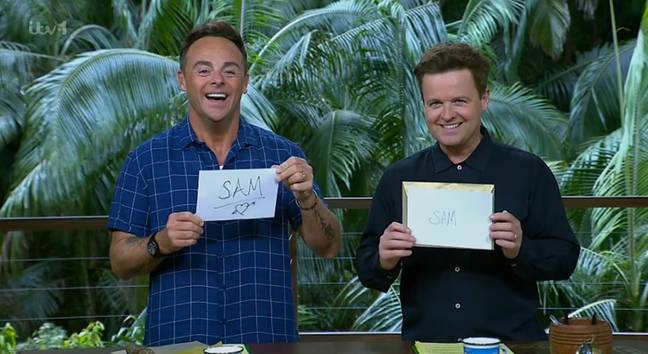 Fans reckon Ant and Dec faked the envelope reveal on the I'm A Celebrity reunion episode. Credit: ITV