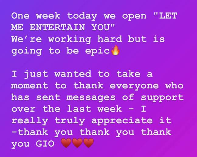 Giovanni thanked his fans in a statement. Credit: Instagram/@giovannipernice