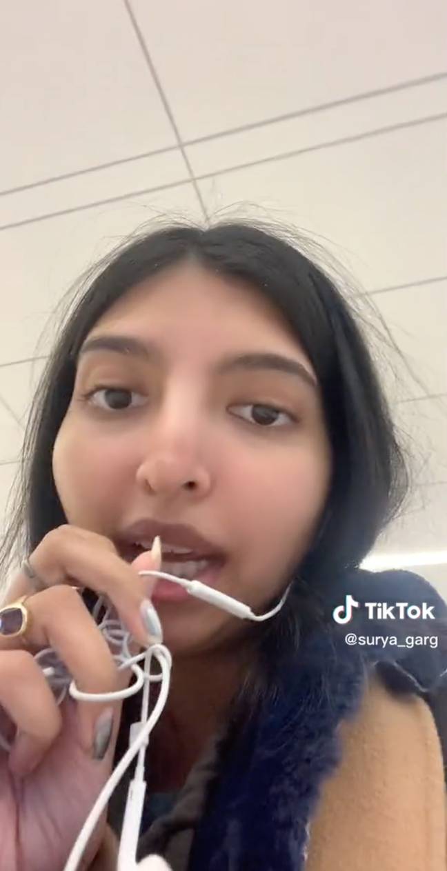 Surya shared her awkward flight experience on TikTok. Credit: @surya_garg/TikTok