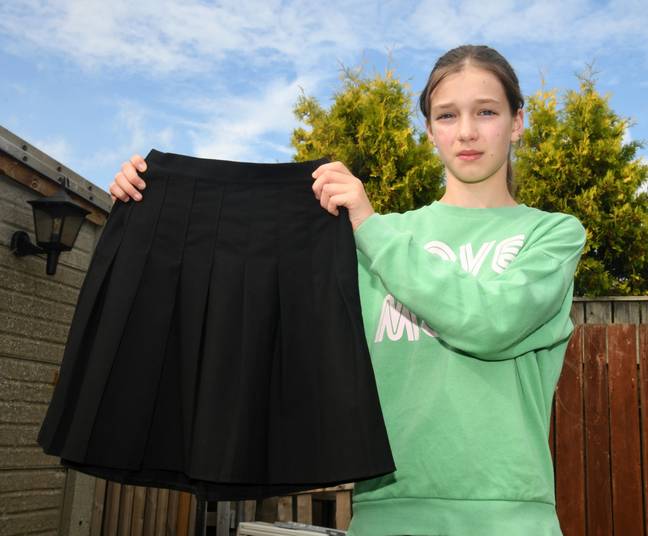 12-year-old Lilly was put in isolation after wearing a school uniform skirt from ASDA. Credit: Donna Clifford/Hull Live