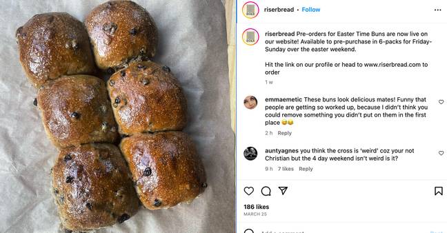 Riser calls its buns 'Easter Time buns'. Credit: Instagram/@riserbread
