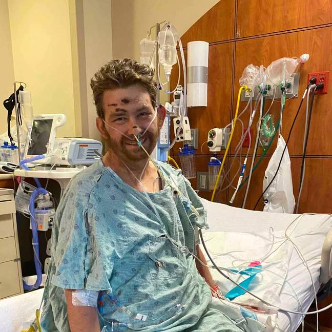Steven awoke from his coma after a month. Credit: GoFundMe