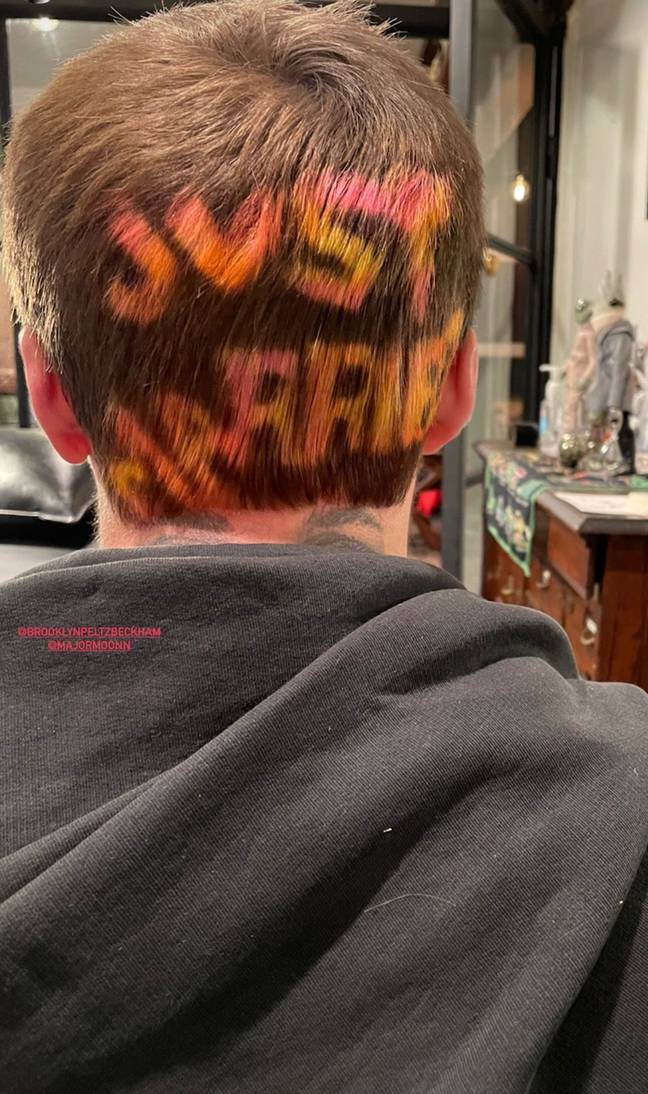 Brooklyn dyed his hair in tribute to his wife. Credit: @nicolapeltzbeckham/Instagram