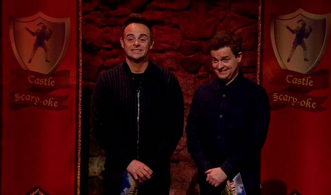 Ant and Dec watch on as Frankie tackles the drink (Credit: ITV)