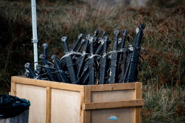 Weaponry was spotted on set for the big budget prequel (Credit: SWNS)