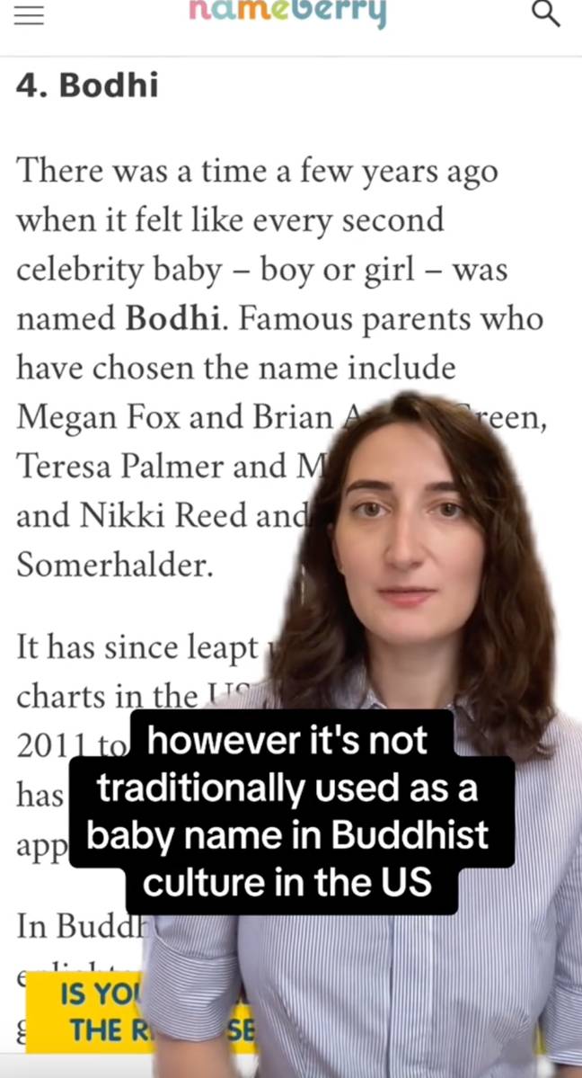 The expert explained the reasoning behind each choice. Credit: TikTok/@nameberry.com