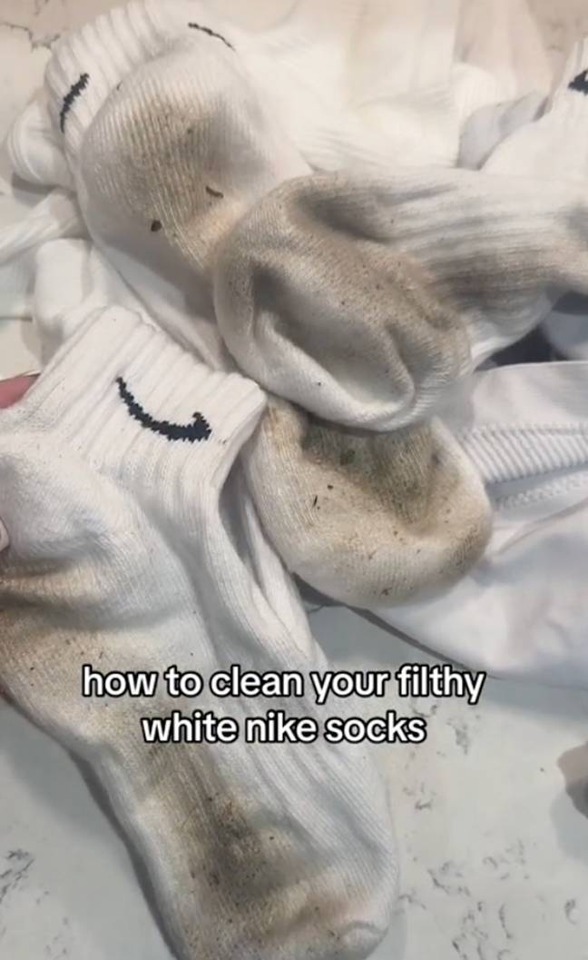 Jenna revealed how she washes her grubby socks. Credit: TikTok/@jjennapembroke