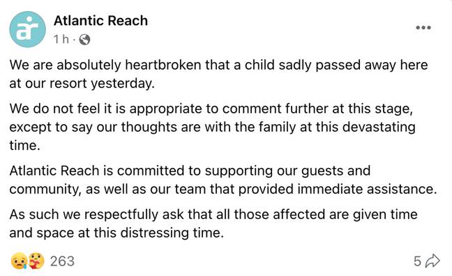 Atlantic Reach took to Facebook to address the incident. Credit: Facebook/ Atlantic Reach