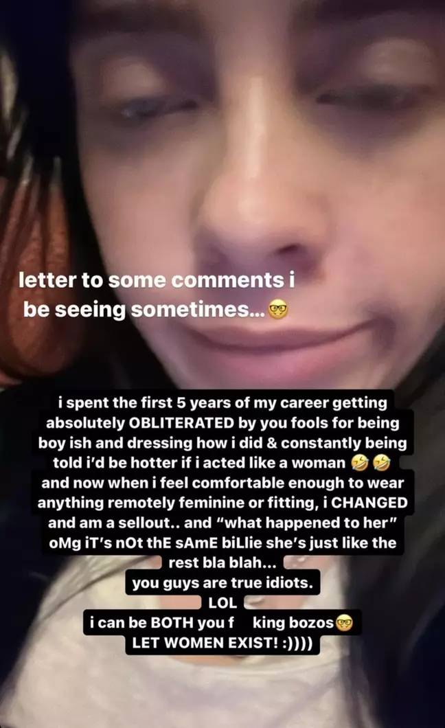 Billie Eilish shut down her haters. Credit: Instagram/@billieeilish